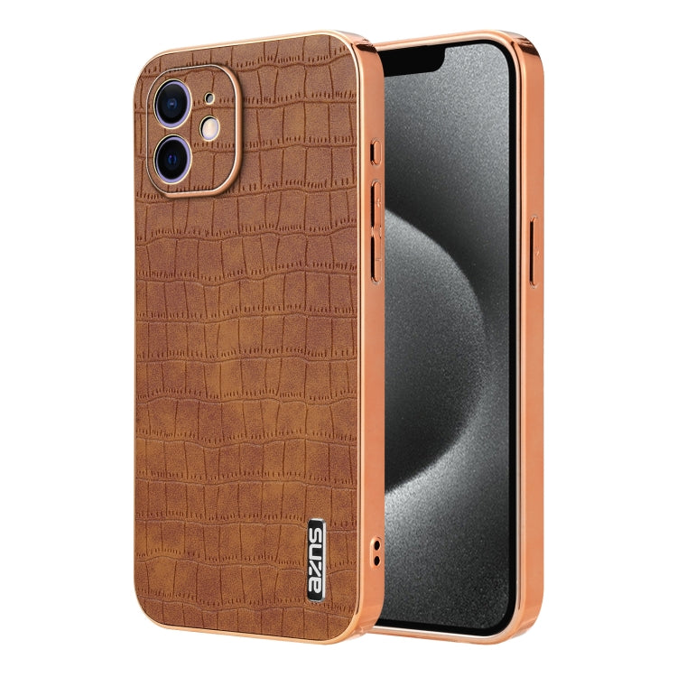 AZNS Electroplated Frame Crocodile Texture Full Coverage Phone Case