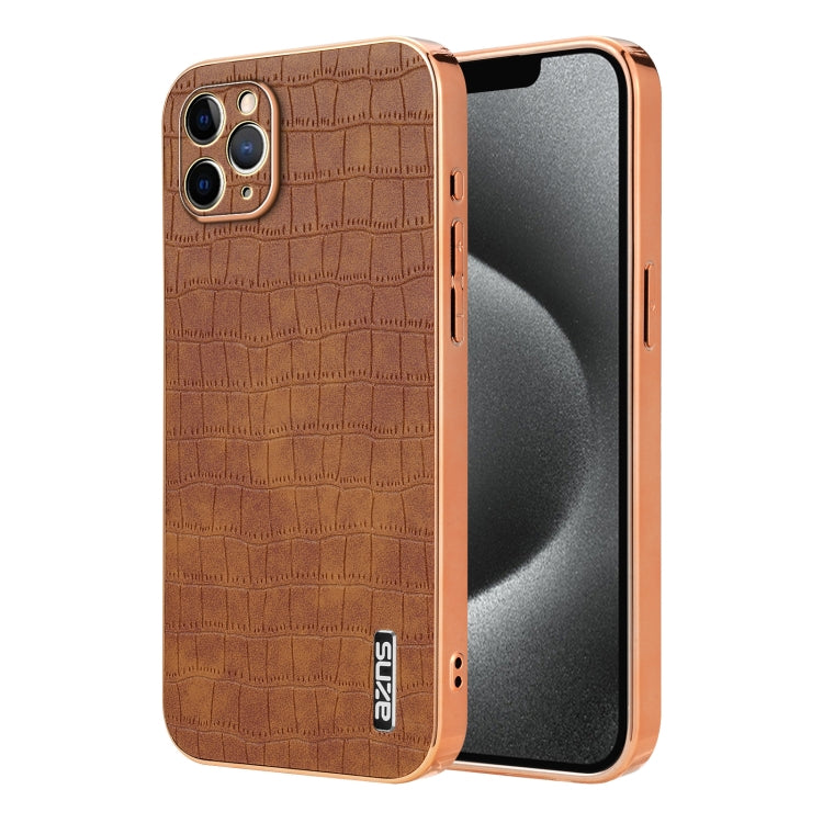 AZNS Electroplated Frame Crocodile Texture Full Coverage Phone Case