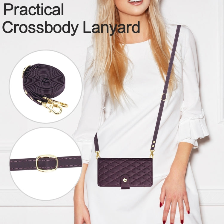 YM016 Rhombic Zipper Card Wallet Leather Phone Case with Lanyard, For iPhone 15 Plus, For iPhone 15, For iPhone 14 Plus