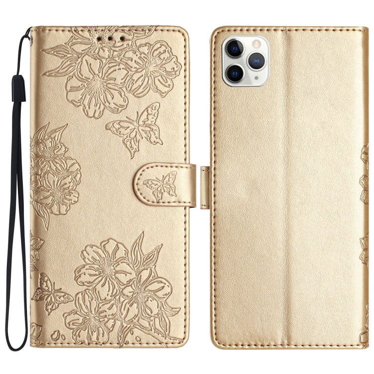 Cherry Blossom Butterfly Skin Feel Embossed PU Phone Case, For iPhone 11 Pro, For iPhone XS / X, For iPhone XR