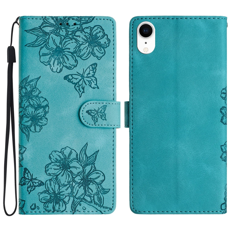 Cherry Blossom Butterfly Skin Feel Embossed PU Phone Case, For iPhone 11 Pro, For iPhone XS / X, For iPhone XR