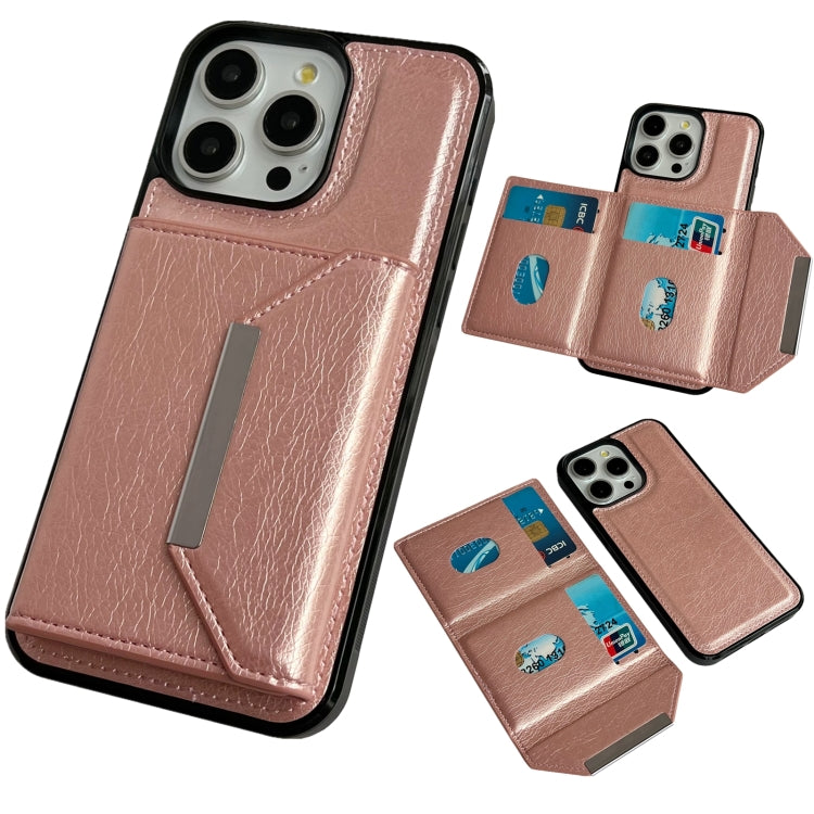 Solid Color Metal Buckle Card Slots Bag Phone Case
