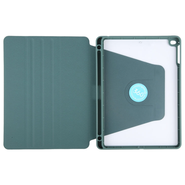 GEBEI Acrylic TPU 3-folding Rotating Smart Tablet Leather Case withh Pen Slot, For iPad 9.7 2018 & 2017 / Air / Air2