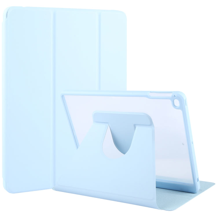 GEBEI Acrylic TPU 3-folding Rotating Smart Tablet Leather Case withh Pen Slot, For iPad 9.7 2018 & 2017 / Air / Air2