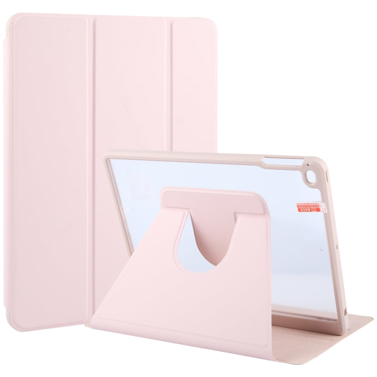 GEBEI Acrylic TPU 3-folding Rotating Smart Tablet Leather Case withh Pen Slot, For iPad 9.7 2018 & 2017 / Air / Air2