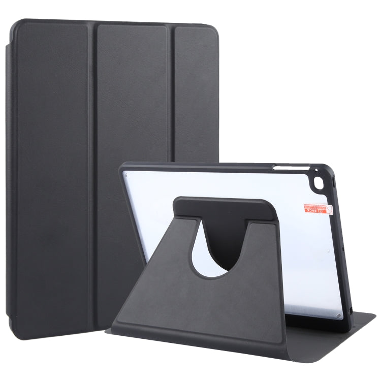 GEBEI Acrylic TPU 3-folding Rotating Smart Tablet Leather Case withh Pen Slot, For iPad 9.7 2018 & 2017 / Air / Air2