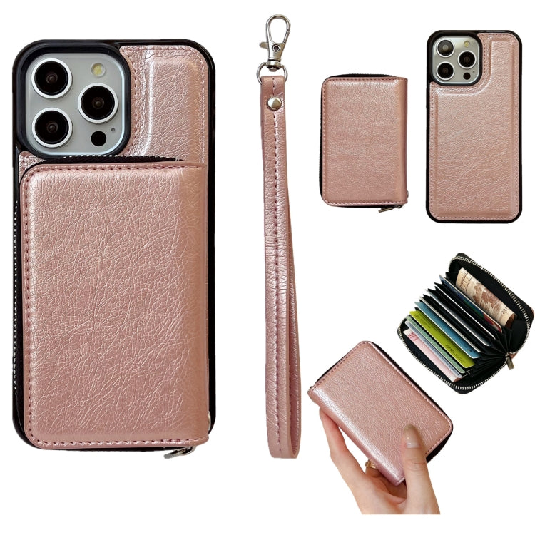Solid Color Zipper 11-Card Slots Bag Phone Case with Lanyard, For iPhone 15 Pro Max, For iPhone 15 Pro, For iPhone 14 Pro, For iPhone 14 Pro Max