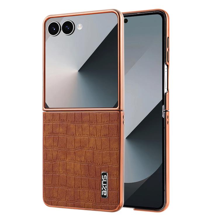 AZNS Electroplated Frame Crocodile Texture Full Coverage Phone Case