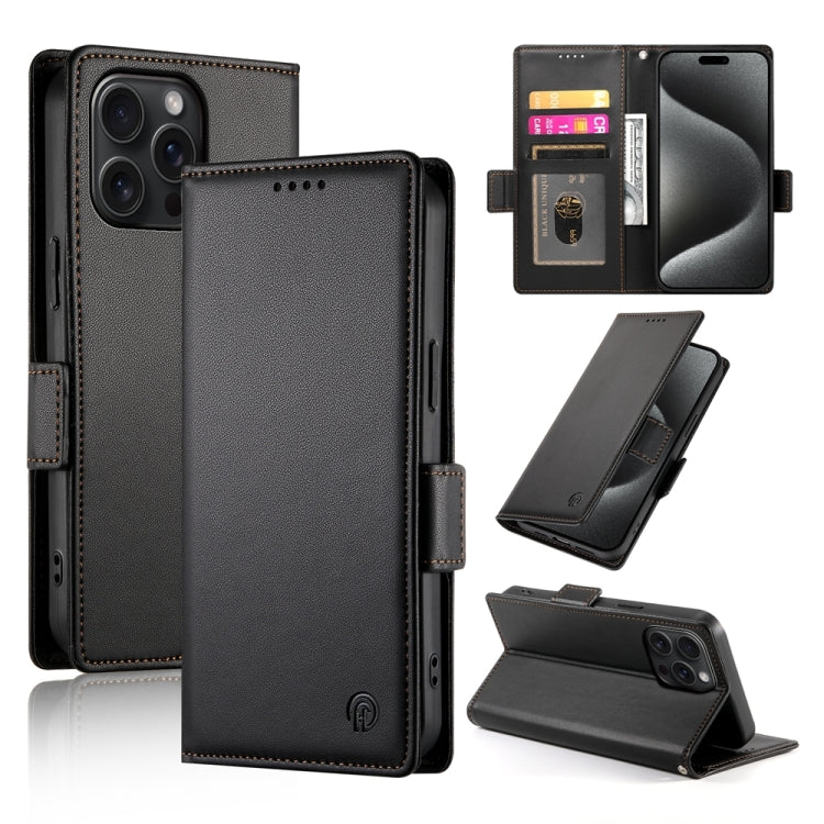 Side Buckle Magnetic Frosted Leather Phone Case, For iPhone 15 Pro Max, For iPhone 15 Pro, For iPhone 15 Plus
