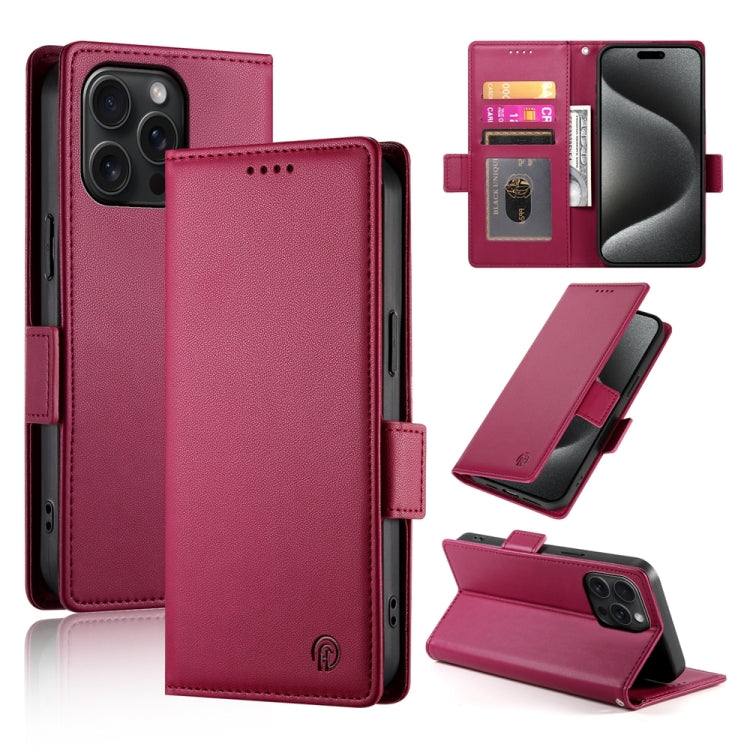 Side Buckle Magnetic Frosted Leather Phone Case, For iPhone 15 Pro Max, For iPhone 15 Pro, For iPhone 15 Plus