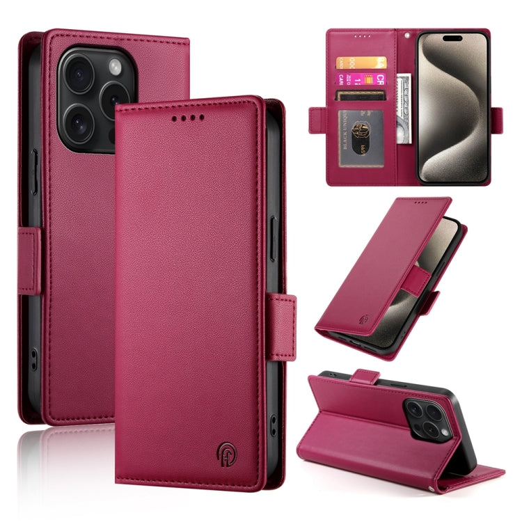 Side Buckle Magnetic Frosted Leather Phone Case, For iPhone 15 Pro Max, For iPhone 15 Pro, For iPhone 15 Plus