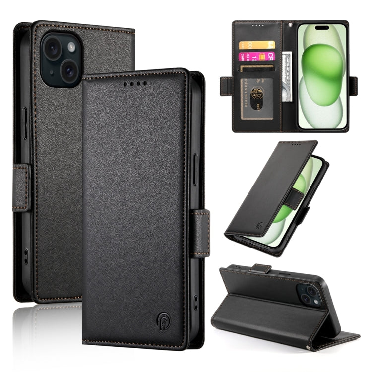Side Buckle Magnetic Frosted Leather Phone Case, For iPhone 15 Pro Max, For iPhone 15 Pro, For iPhone 15 Plus