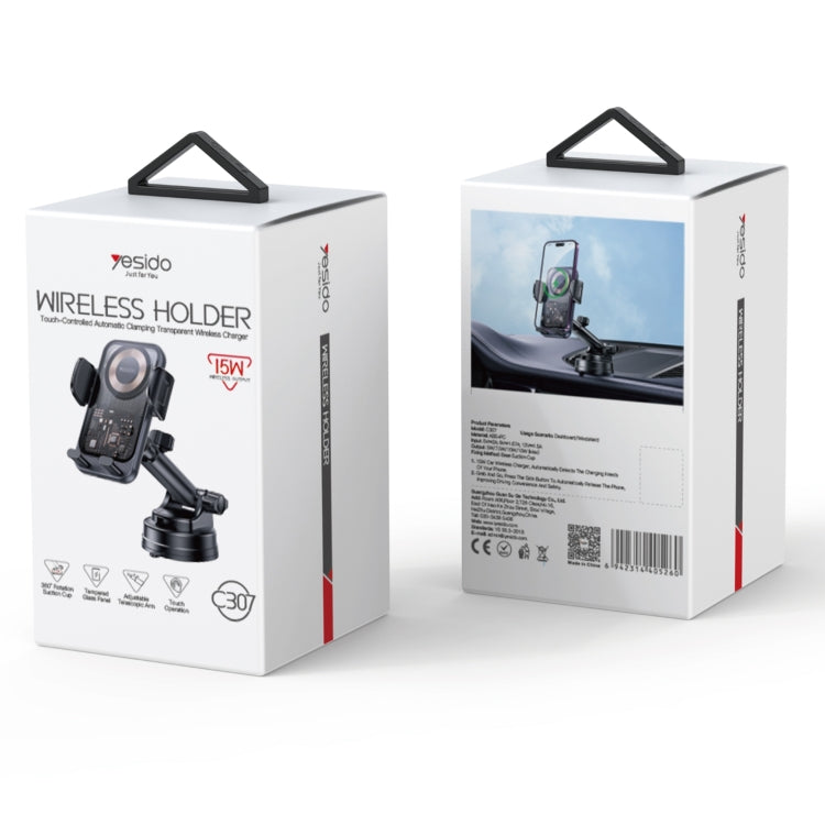 Yesido C307 15W Suction Cup Car Wireless Charging Holder