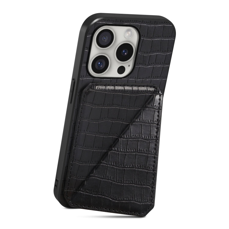 Imitation Crocodile Leather Back Phone Case with Holder