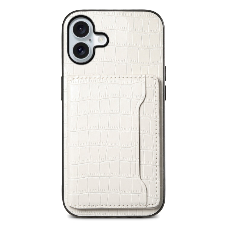Crocodile Texture Card Bag Design Full Coverage Phone Case, For iPhone 16 Pro Max, For iPhone 16 Pro, For iPhone 16 Plus, For iPhone 16