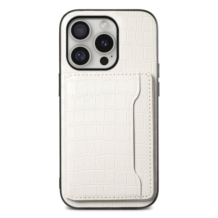 Crocodile Texture Card Bag Design Full Coverage Phone Case, For iPhone 16 Pro Max, For iPhone 16 Pro, For iPhone 16 Plus, For iPhone 16