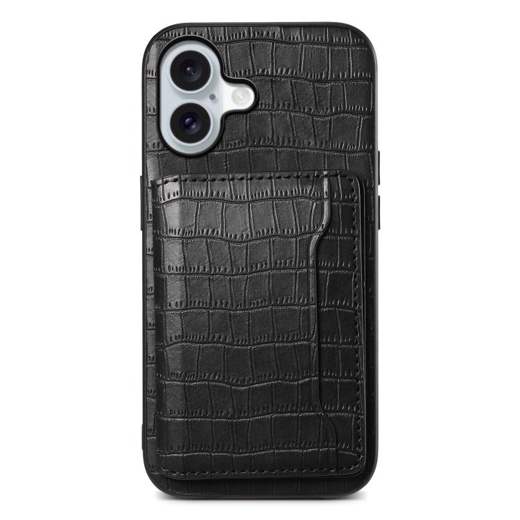 Crocodile Texture Card Bag Design Full Coverage Phone Case, For iPhone 17 Pro Max, For iPhone 17 Pro, For iPhone 17, For iPhone 17 Air