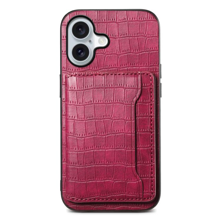 Crocodile Texture Card Bag Design Full Coverage Phone Case, For iPhone 17 Pro Max, For iPhone 17 Pro, For iPhone 17, For iPhone 17 Air