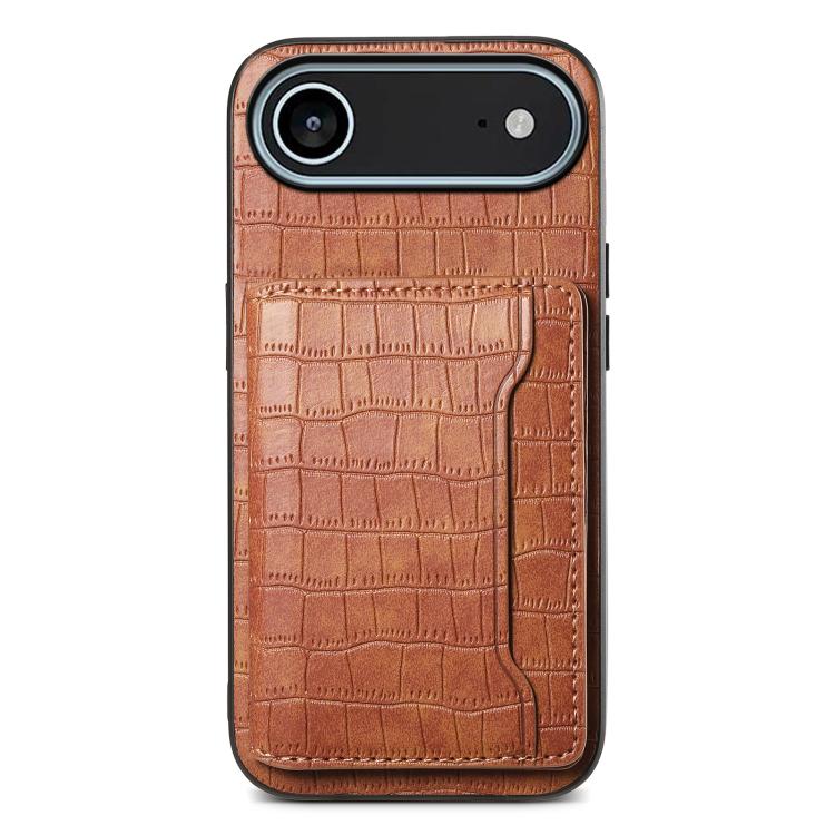 Crocodile Texture Card Bag Design Full Coverage Phone Case, For iPhone 17 Pro Max, For iPhone 17 Pro, For iPhone 17, For iPhone 17 Air