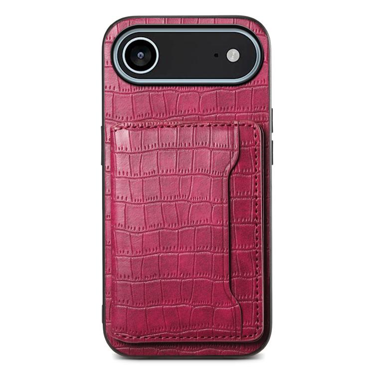 Crocodile Texture Card Bag Design Full Coverage Phone Case, For iPhone 17 Pro Max, For iPhone 17 Pro, For iPhone 17, For iPhone 17 Air