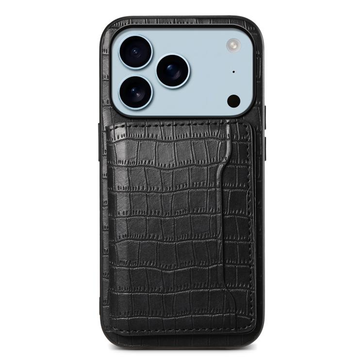 Crocodile Texture Card Bag Design Full Coverage Phone Case, For iPhone 17 Pro Max, For iPhone 17 Pro, For iPhone 17, For iPhone 17 Air