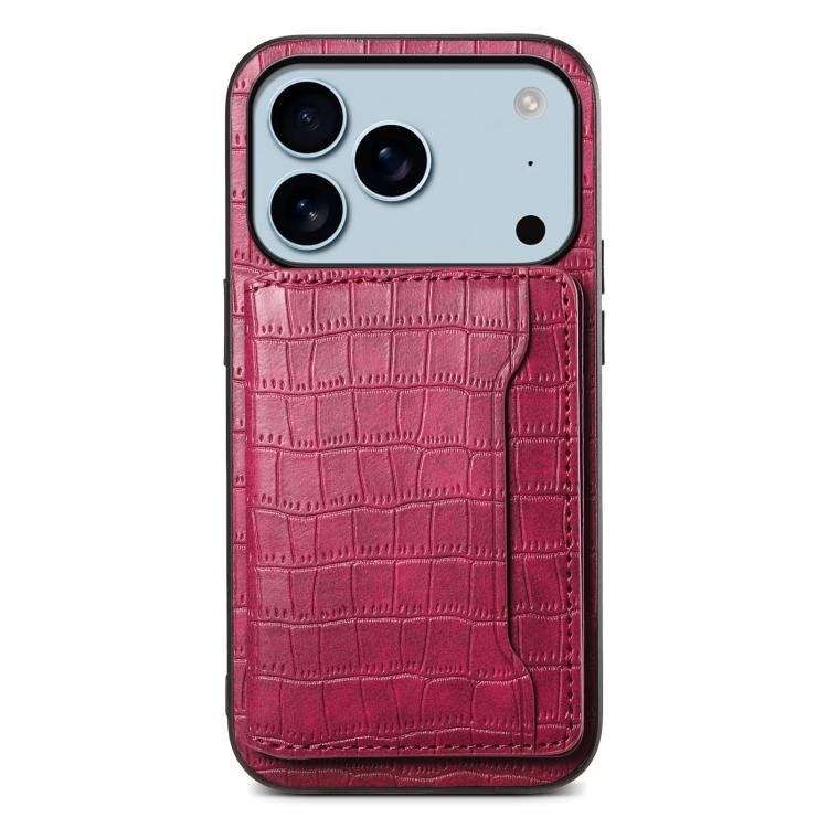 Crocodile Texture Card Bag Design Full Coverage Phone Case, For iPhone 17 Pro Max, For iPhone 17 Pro, For iPhone 17, For iPhone 17 Air