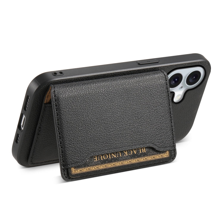 Calf Texture Card Bag Design Full Coverage Phone Case, For iPhone 16 Plus, For iPhone 16