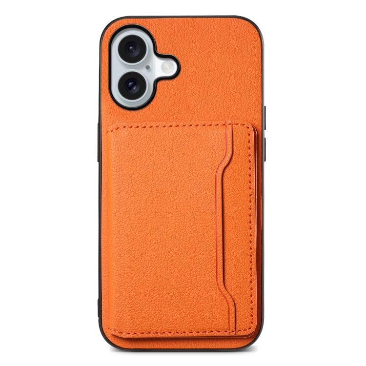 Calf Texture Card Bag Design Full Coverage Phone Case, For iPhone 16 Plus, For iPhone 16