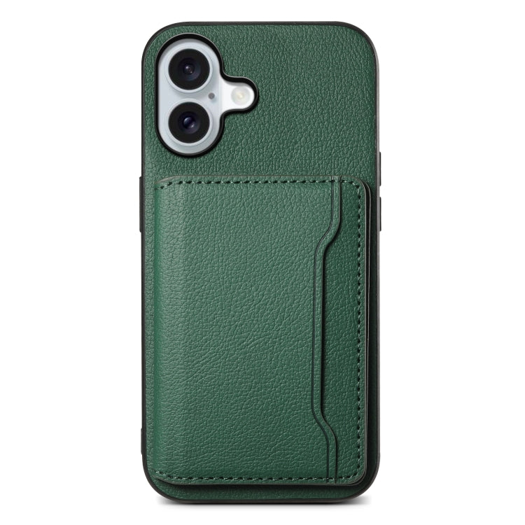 Calf Texture Card Bag Design Full Coverage Phone Case, For iPhone 16 Plus, For iPhone 16