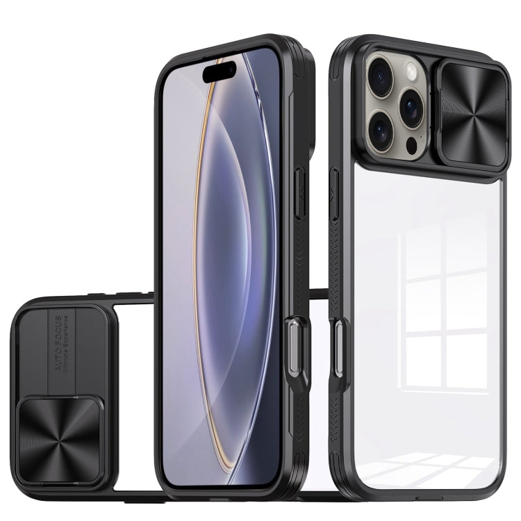 Sliding Camshield Acrylic Hybrid TPU Phone Case, For iPhone 16 Pro Max, For iPhone 16 Pro, For iPhone 16 Plus