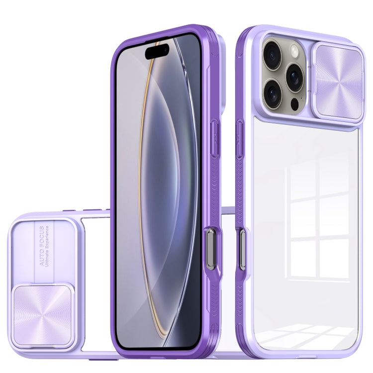Sliding Camshield Acrylic Hybrid TPU Phone Case, For iPhone 16 Pro Max, For iPhone 16 Pro, For iPhone 16 Plus