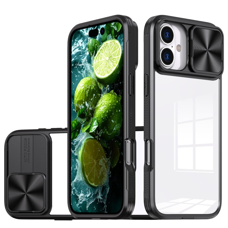 Sliding Camshield Acrylic Hybrid TPU Phone Case, For iPhone 16 Pro Max, For iPhone 16 Pro, For iPhone 16 Plus