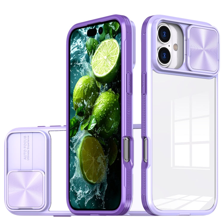 Sliding Camshield Acrylic Hybrid TPU Phone Case, For iPhone 16 Pro Max, For iPhone 16 Pro, For iPhone 16 Plus