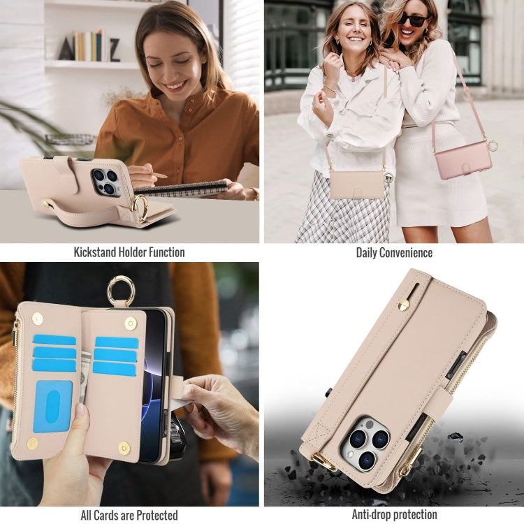 Crossbody Ring Multifunctional Wallet Leather Phone Case, For iPhone 16 Pro Max, For iPhone 16 Pro, For iPhone 16 Plus