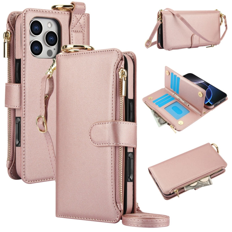 Crossbody Ring Multifunctional Wallet Leather Phone Case, For iPhone 16 Pro Max, For iPhone 16 Pro, For iPhone 16 Plus