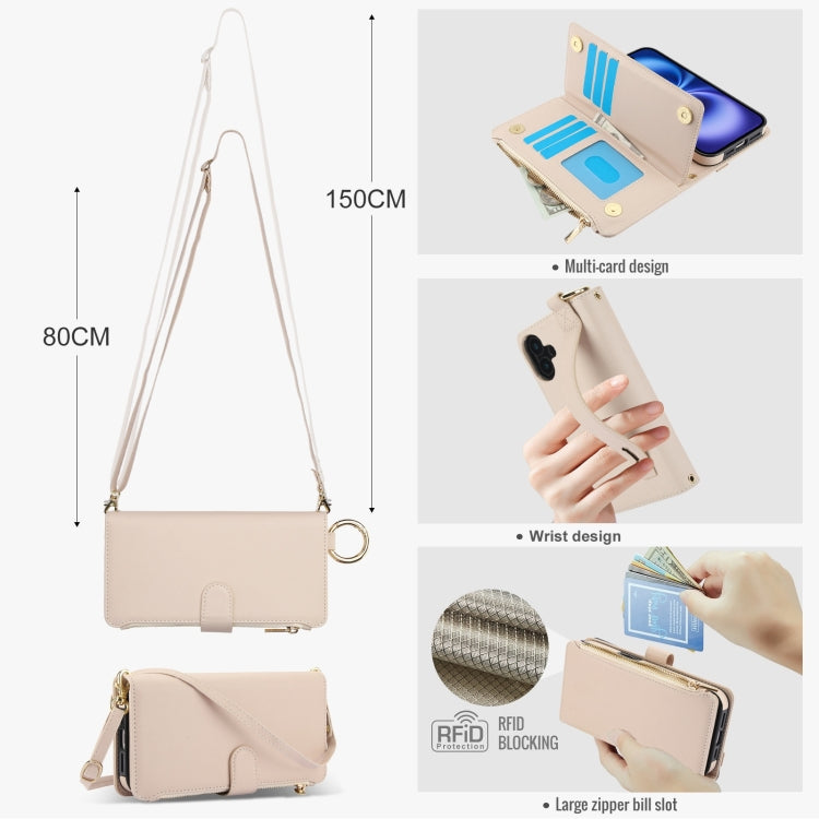 Crossbody Ring Multifunctional Wallet Leather Phone Case, For iPhone 16, For iPhone 15 Pro Max, For iPhone 15 Pro