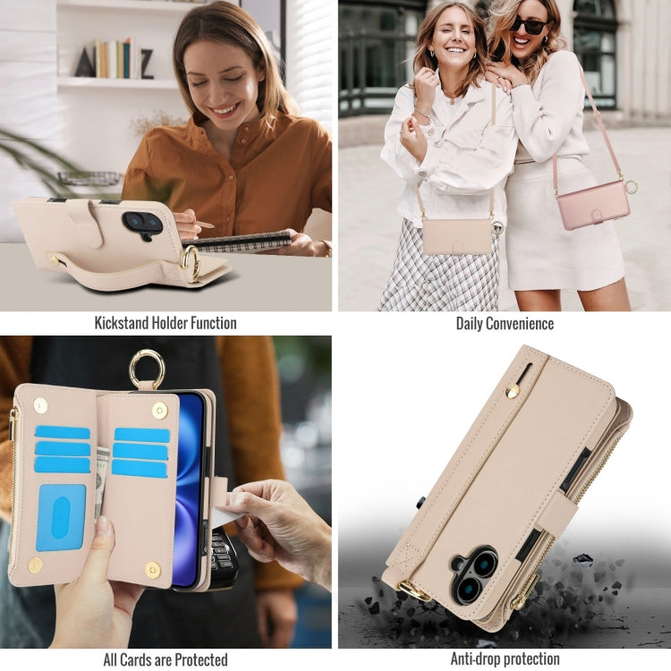 Crossbody Ring Multifunctional Wallet Leather Phone Case, For iPhone 16, For iPhone 15 Pro Max, For iPhone 15 Pro