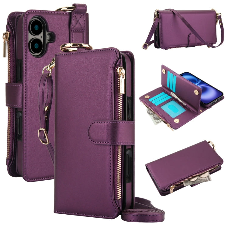 Crossbody Ring Multifunctional Wallet Leather Phone Case, For iPhone 16, For iPhone 15 Pro Max, For iPhone 15 Pro
