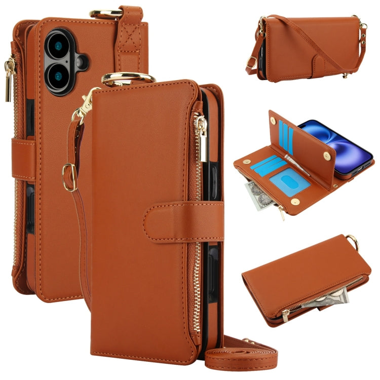 Crossbody Ring Multifunctional Wallet Leather Phone Case, For iPhone 16, For iPhone 15 Pro Max, For iPhone 15 Pro