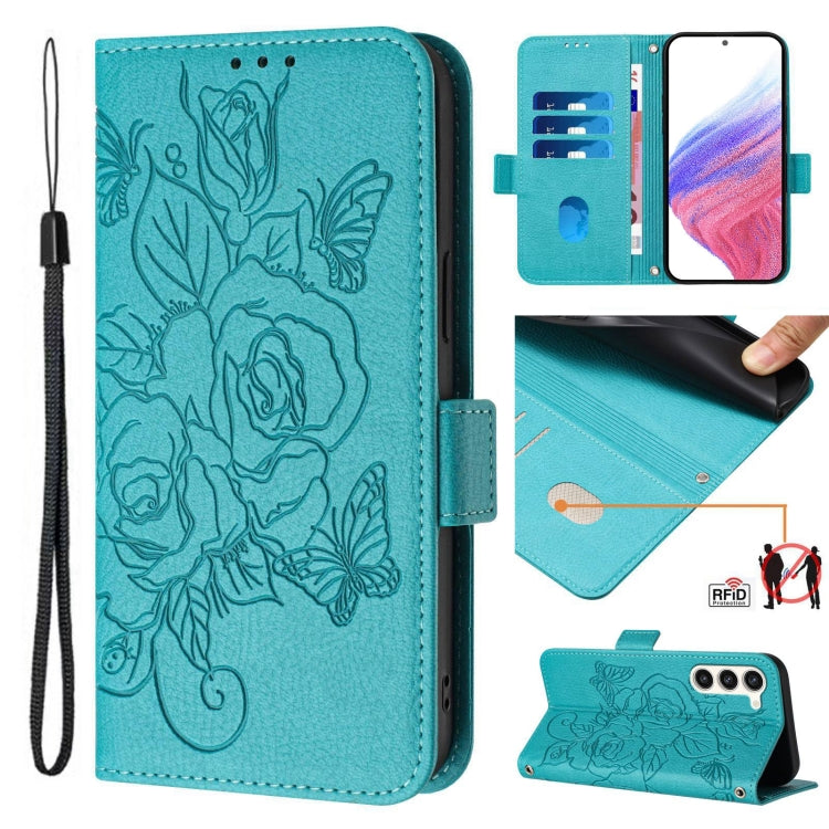 Embossed Rose RFID Anti-theft Leather Phone Case