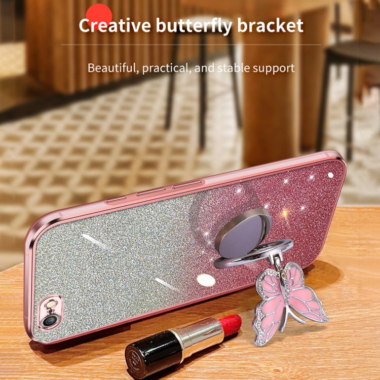 Plated Gradient Glitter Butterfly Holder TPU Phone Case, For iPhone 7 / 8 / SE 2022, For iPhone 13 Pro Max, For iPhone 13 Pro, For iPhone 13
