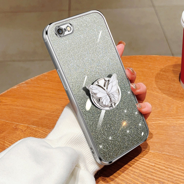 Plated Gradient Glitter Butterfly Holder TPU Phone Case, For iPhone 7 / 8 / SE 2022, For iPhone 13 Pro Max, For iPhone 13 Pro, For iPhone 13