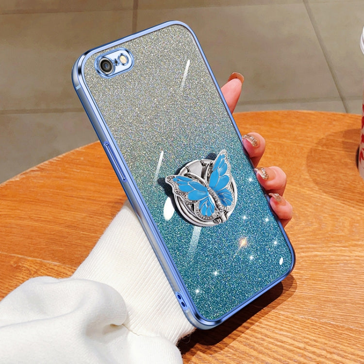 Plated Gradient Glitter Butterfly Holder TPU Phone Case, For iPhone 7 / 8 / SE 2022, For iPhone 13 Pro Max, For iPhone 13 Pro, For iPhone 13