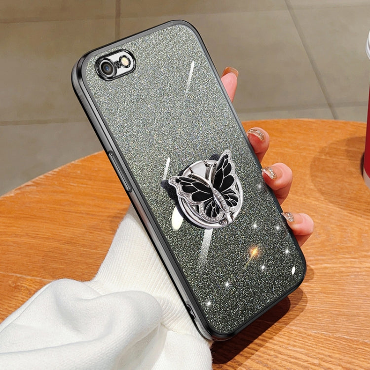 Plated Gradient Glitter Butterfly Holder TPU Phone Case, For iPhone 7 / 8 / SE 2022, For iPhone 13 Pro Max, For iPhone 13 Pro, For iPhone 13