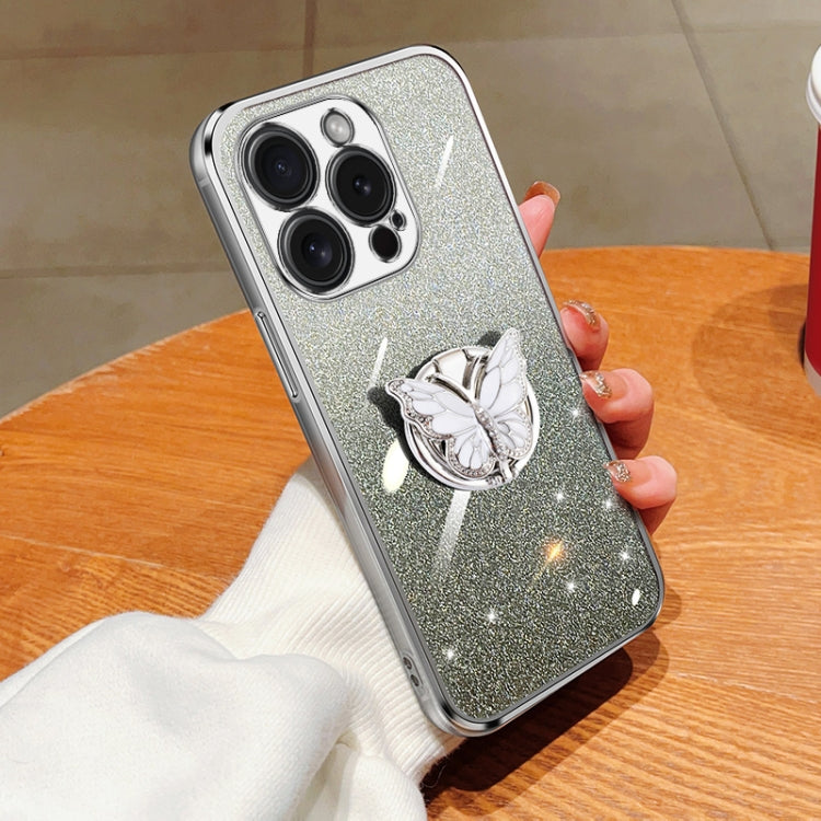 Plated Gradient Glitter Butterfly Holder TPU Phone Case, For iPhone 7 / 8 / SE 2022, For iPhone 13 Pro Max, For iPhone 13 Pro, For iPhone 13