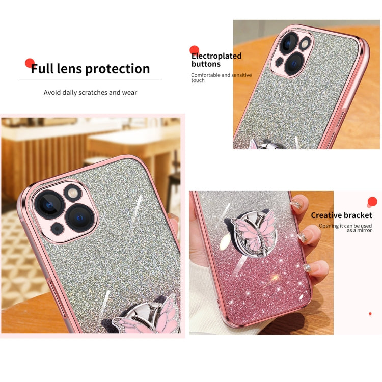 Plated Gradient Glitter Butterfly Holder TPU Phone Case, For iPhone 13 mini, For iPhone 12, For iPhone 12 Pro Max, For iPhone 12 Pro