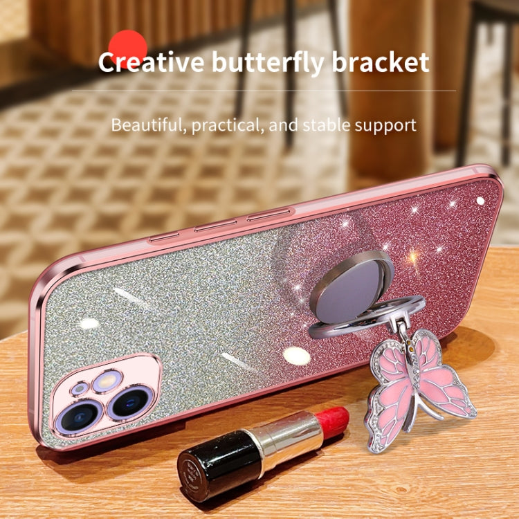 Plated Gradient Glitter Butterfly Holder TPU Phone Case, For iPhone 12 mini, For iPhone 11 Pro Max, For iPhone 11, For iPhone 11 Pro