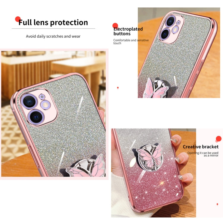 Plated Gradient Glitter Butterfly Holder TPU Phone Case, For iPhone 12 mini, For iPhone 11 Pro Max, For iPhone 11, For iPhone 11 Pro