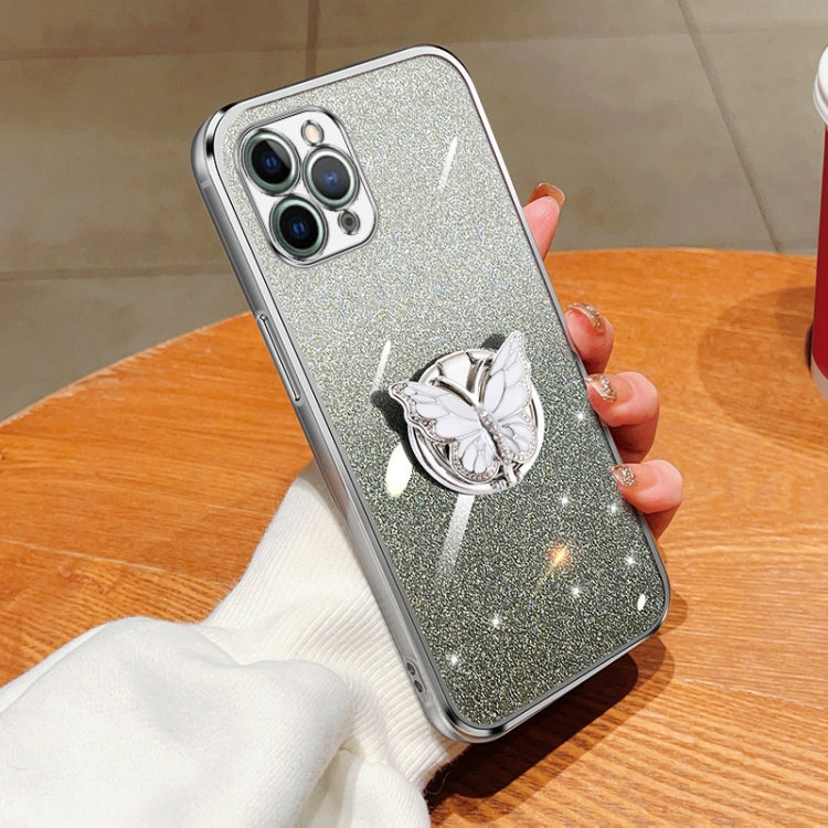 Plated Gradient Glitter Butterfly Holder TPU Phone Case, For iPhone 12 mini, For iPhone 11 Pro Max, For iPhone 11, For iPhone 11 Pro