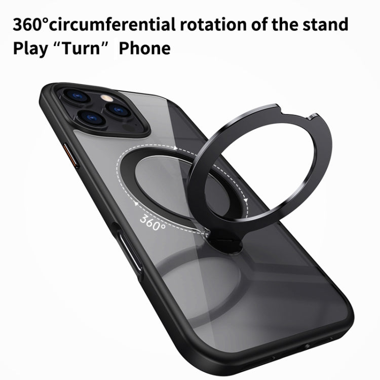 Transparent MagSafe Magnetic Rotating Ring Holder Phone Case, For iPhone 16 Pro Max, For iPhone 16 Pro, For iPhone 16 Plus, For iPhone 16, For iPhone 15 Pro Max, For iPhone 15 Pro